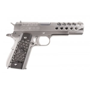 Страйкбольный пистолет Colt 1911 Hex Cut V.3, хром, металл, блоу бэк, грин газ
